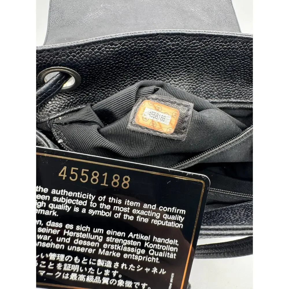 Chanel 1996-1997 Black Caviar Triple CC Backpack - Silver Hardware *RARE*